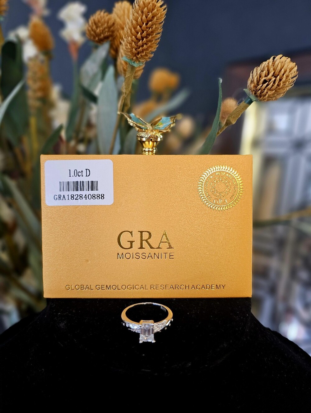 Moissanite Princess Cut Ring with GRA